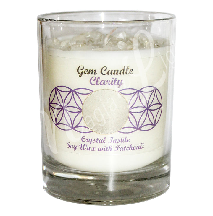 CLARITY CANDLE PATCHOULI  WITH CRYSTAL QUARTZ 4"H X 3.25"DIA