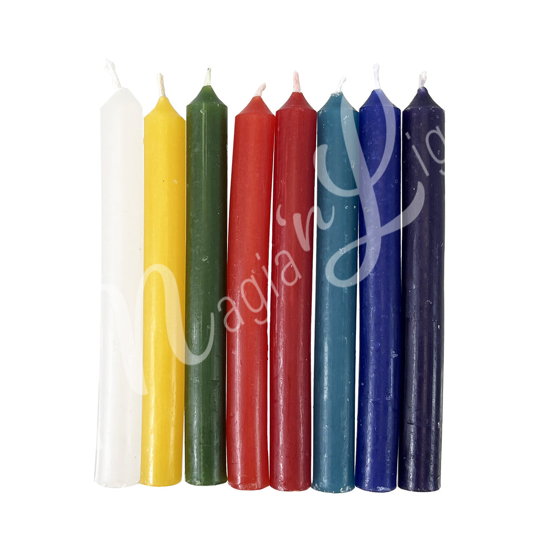 Mini Candle Unscented Chakra Assortment (Set of 20) 5"H X 0.5"dia.