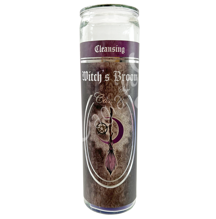 Candle Glass Jar Sage Witch's Broom
