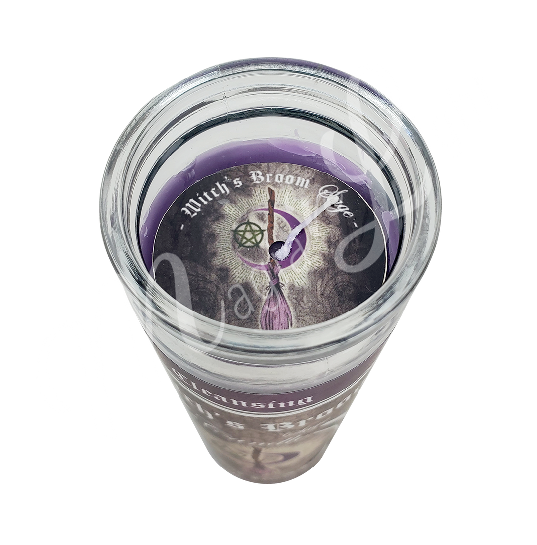 Candle Glass Jar Sage Witch's Broom