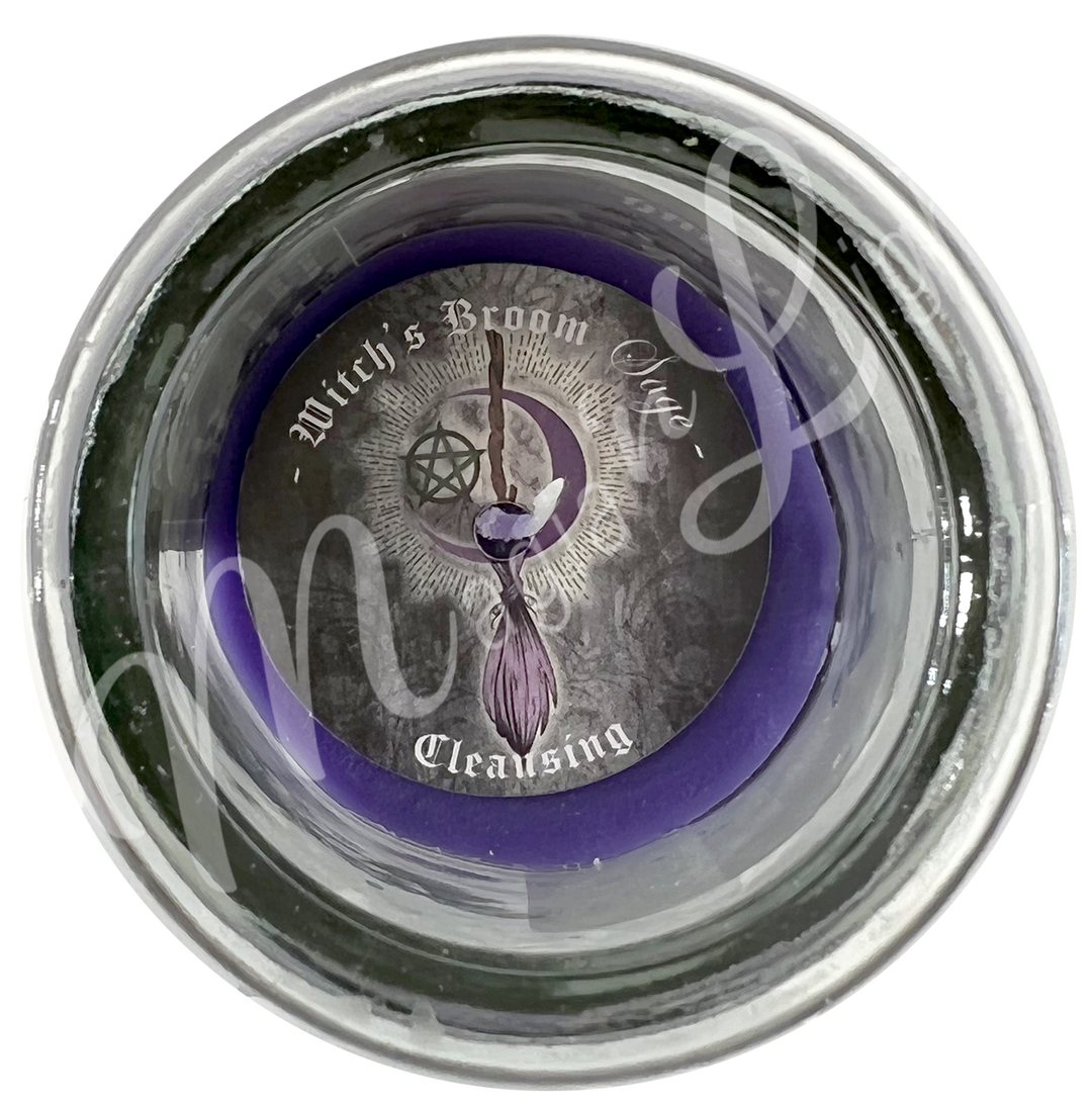 Candle Glass Jar Sage Witch's Broom