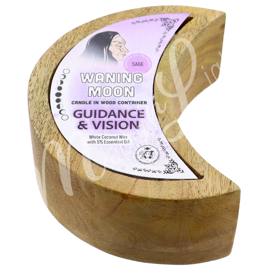 CANDLE WOOD WANING MOON SAGE FOR GUIDANCE & VISION 5"L X 4"W X 2