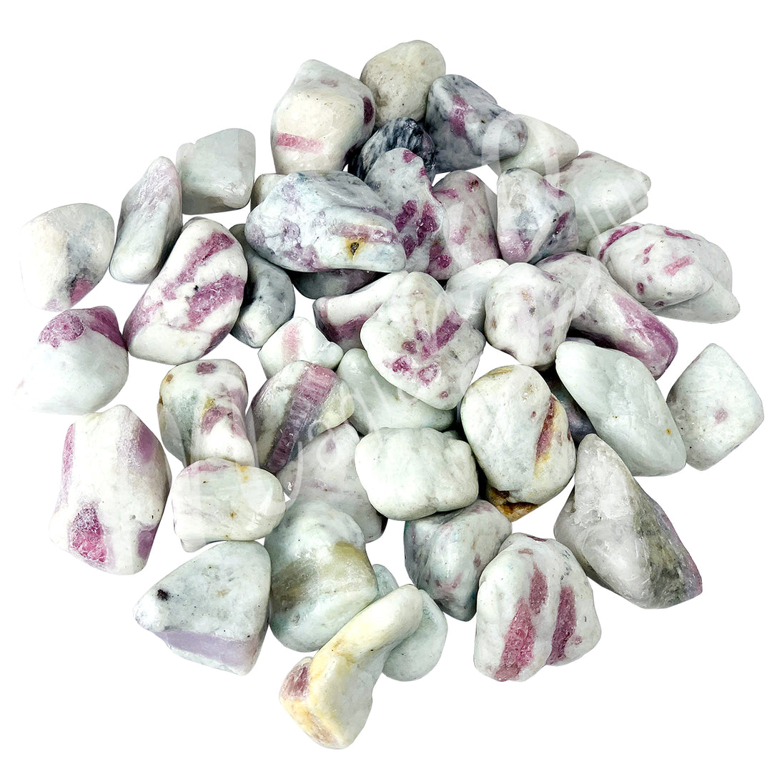 TUMBLED STONE TOURMALINE, PINK WITH QUARTZ A (MATTE FINISH) 20-40 MM