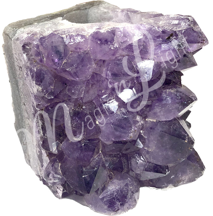 Tealight Holder Amethyst A Druse in Front 3-4"
