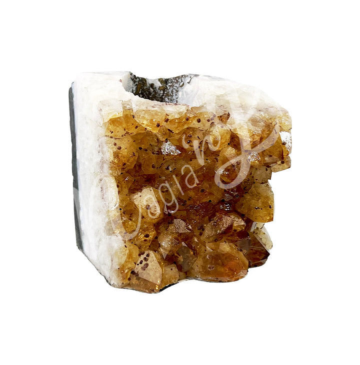 Tealight Holder Citrine Druse in Front 2.5-4"