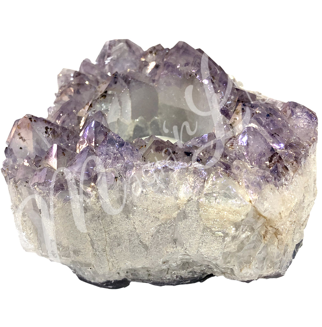 Tealight Holder Amethyst Plated AB Druse 3.5-5″