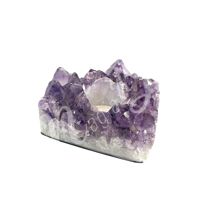 Tealight Holder Amethyst w Polished Sides 3.5-4.5"