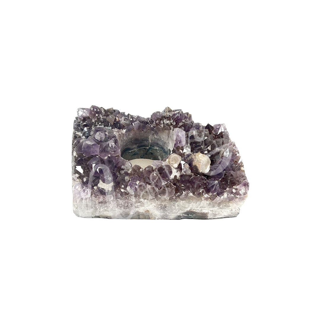 Tealight Holder Amethyst w Polished Sides 3.5-4.5"