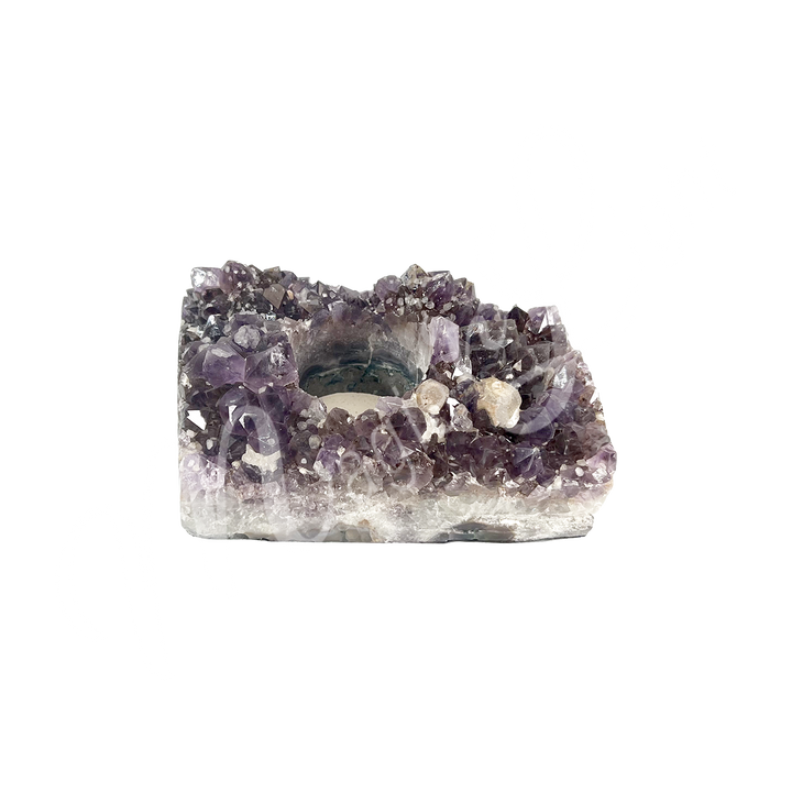 Tealight Holder Amethyst w Polished Sides 3.5-4.5"