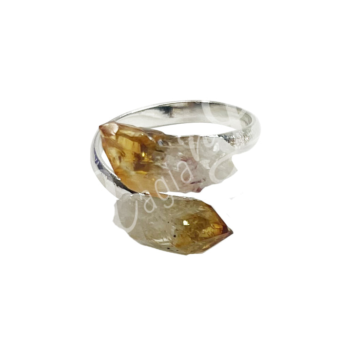 Ring Natural Citrine Points Adjustable