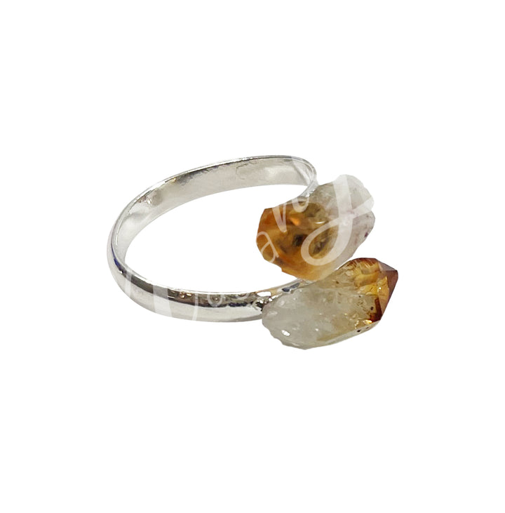 Ring Natural Citrine Points Adjustable