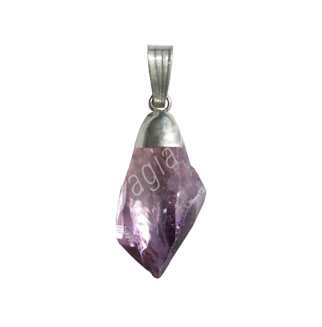 Pendant Point Rough Amethyst with Cap 1-1.25″