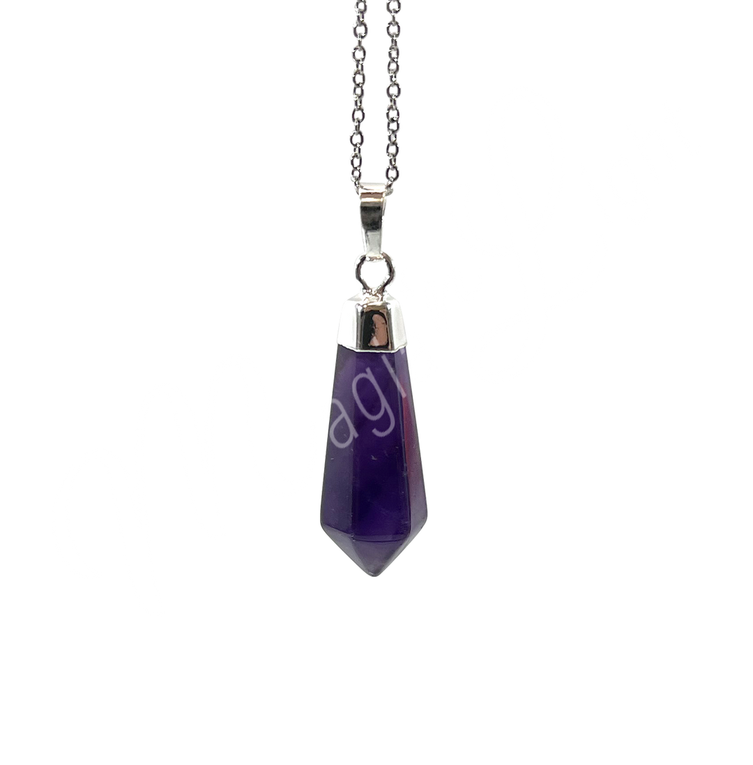 Pendant Diamond Shape Amethyst 1.5"