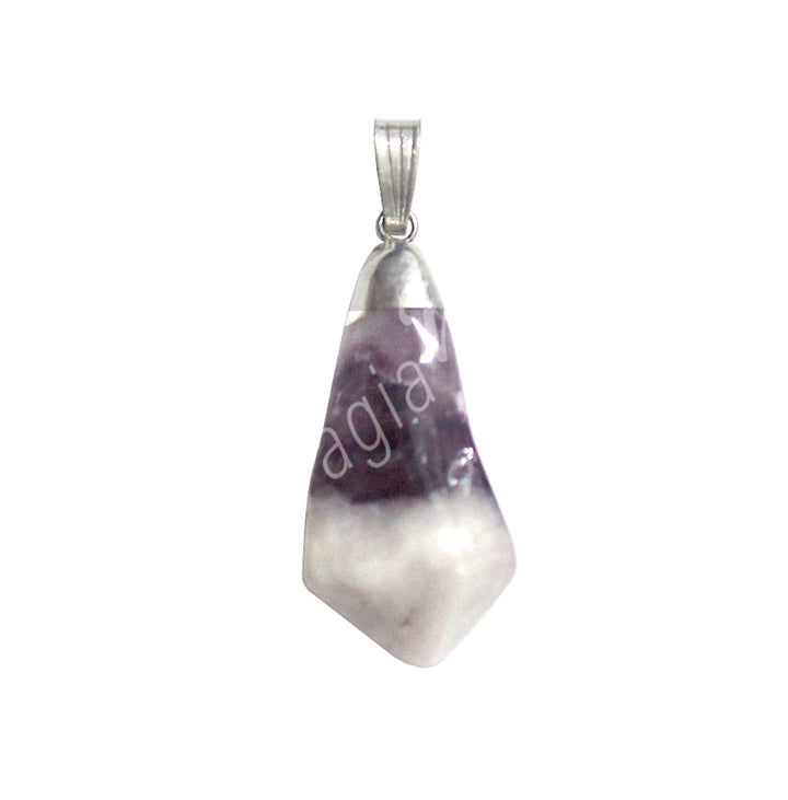 Pendant Diamond Shape Chevron Amethyst 1.5"