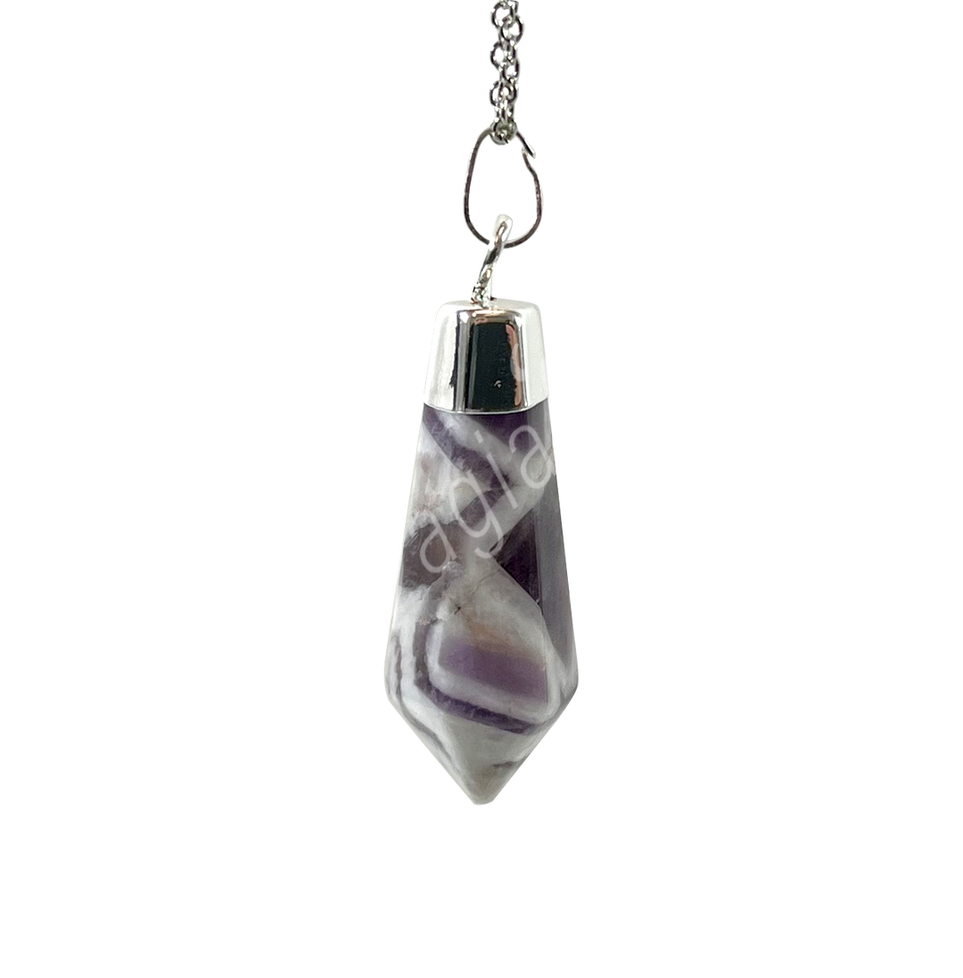 Pendant Diamond Shape Chevron Amethyst 1.5"