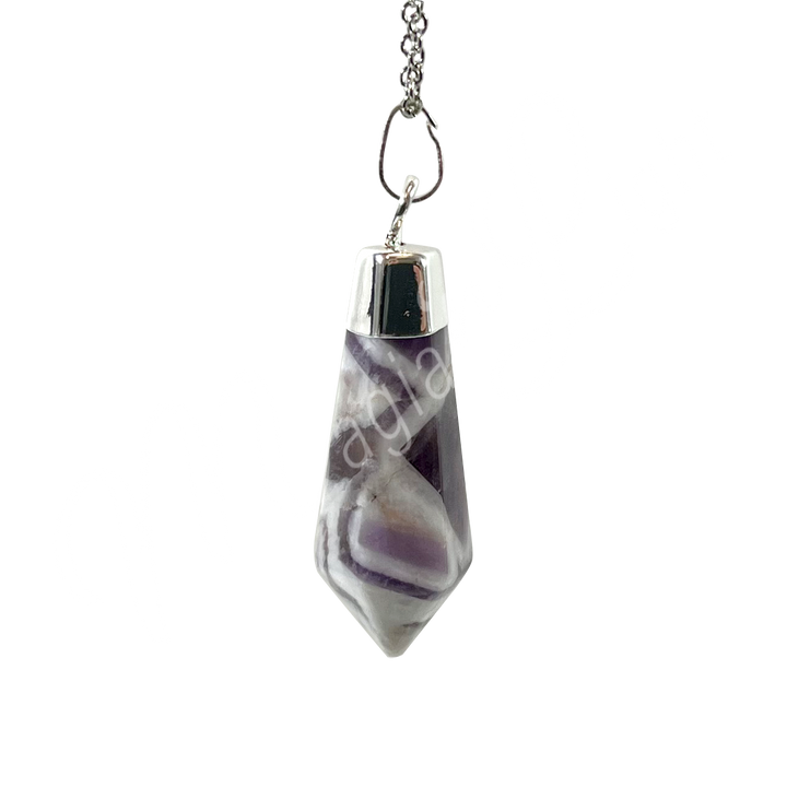 Pendant Diamond Shape Chevron Amethyst 1.5"