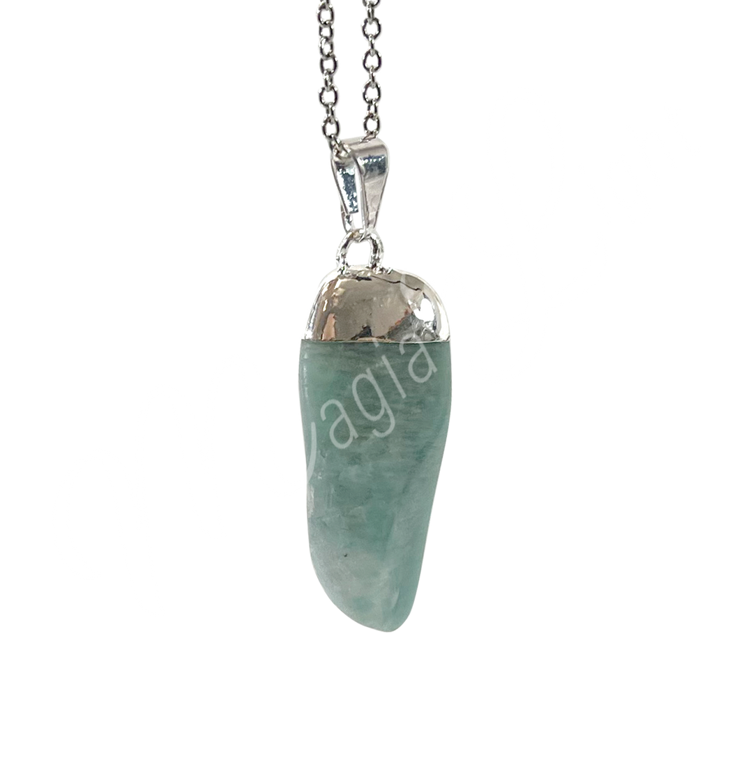 Colgante Casquillo Piedra Rodada Amazonita 1.25-1.75″