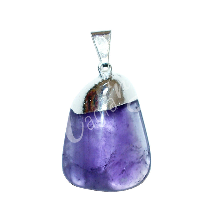 Pendant Tumbled Stone Cap Amethyst 1.25-1.75″