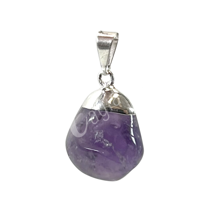 Pendant Tumbled Stone Cap Amethyst 1.25-1.75″