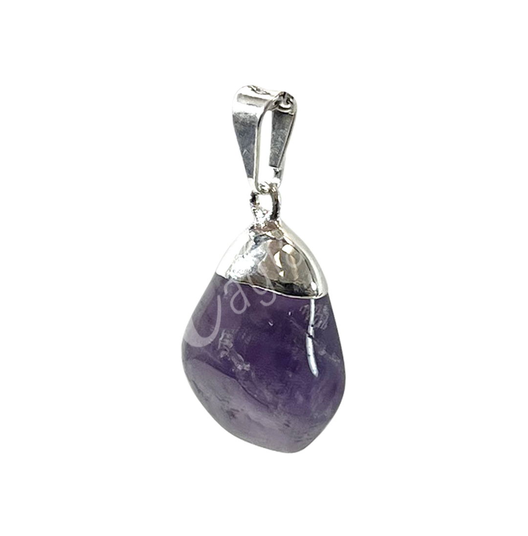 Pendant Tumbled Stone Cap Amethyst 1.25-1.75″