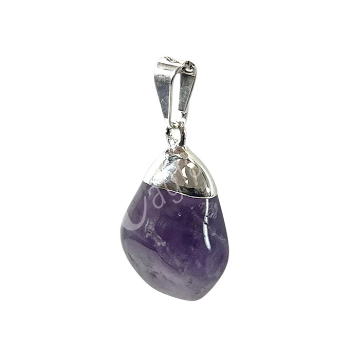 Pendant Tumbled Stone Cap Amethyst 1.25-1.75″