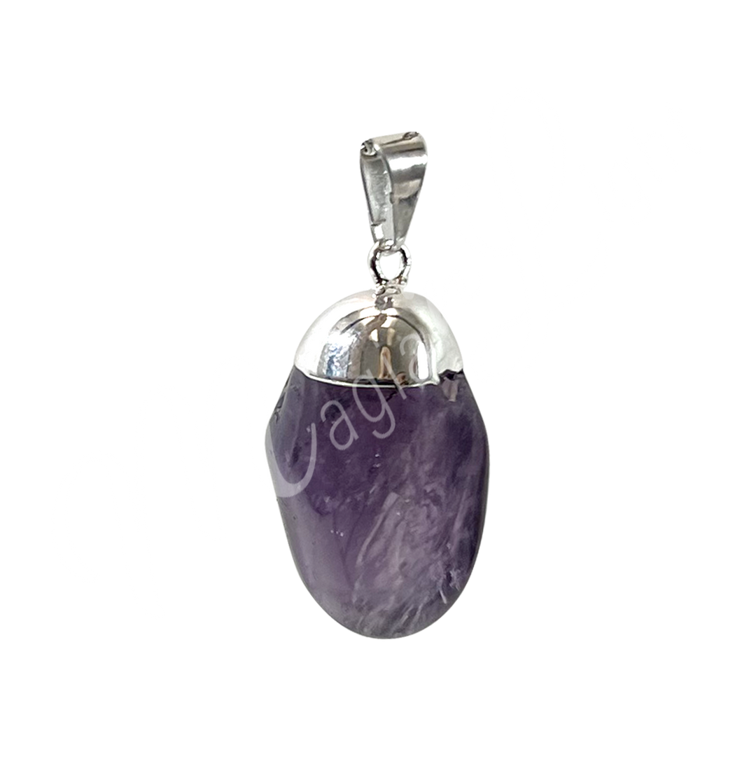 Pendant Tumbled Stone Cap Amethyst 1.25-1.75″