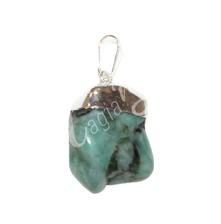 Pendant Tumbled Stone Cap Emerald 1.25-1.75″