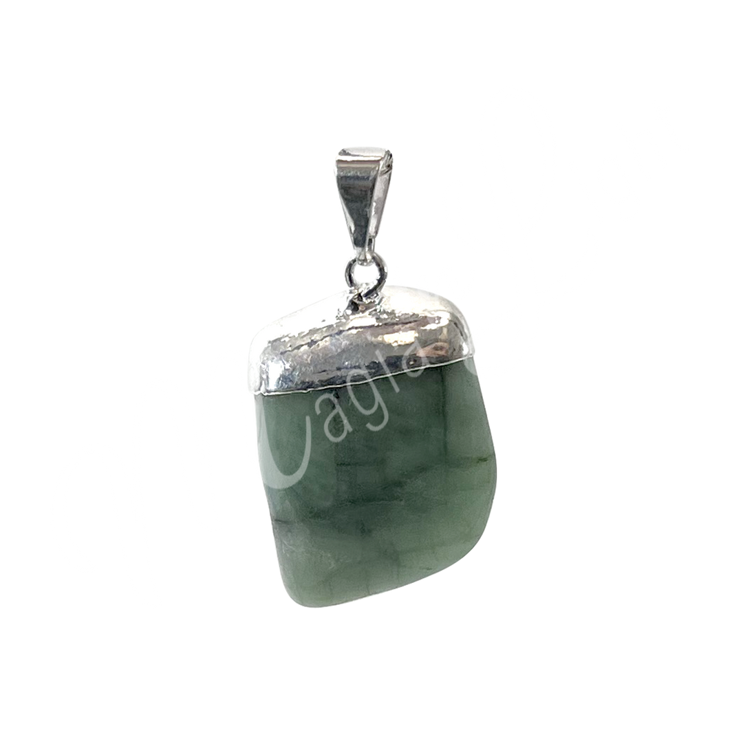 Pendant Tumbled Stone Cap Emerald 1.25-1.75″
