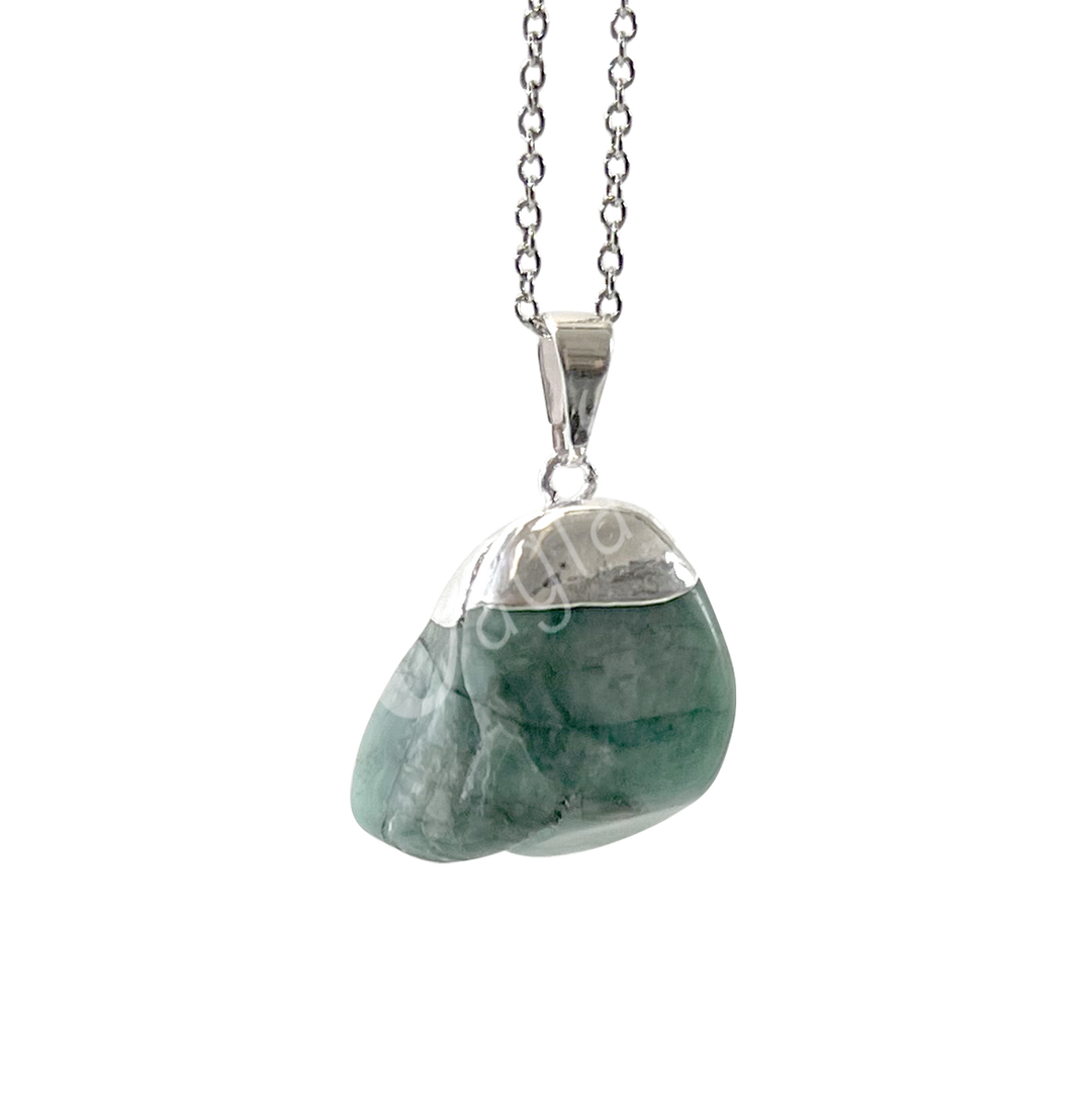 Pendant Tumbled Stone Cap Emerald 1.25-1.75″