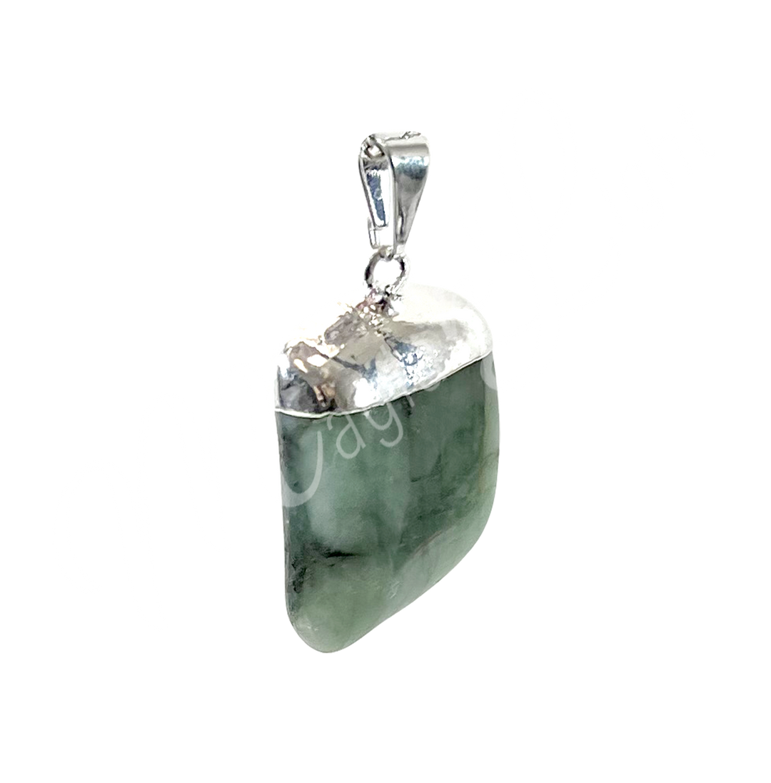 Pendant Tumbled Stone Cap Emerald 1.25-1.75″