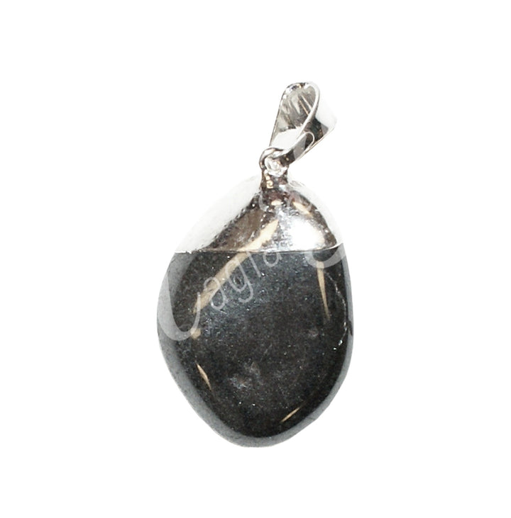 Pendant Tumbled Stone Cap Hematite 1.25-1.75″