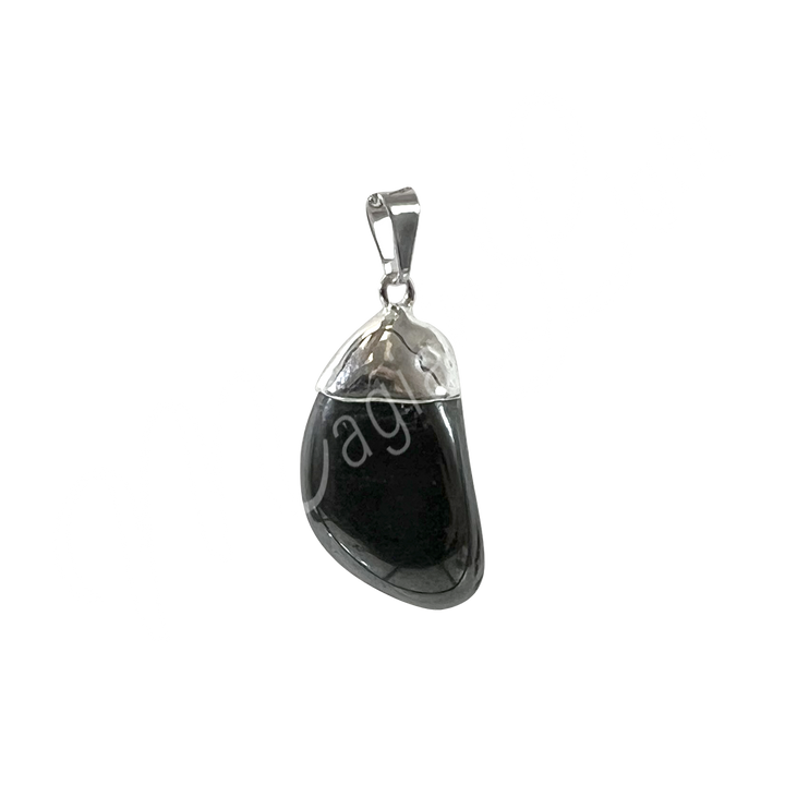Pendant Tumbled Stone Cap Hematite 1.25-1.75″