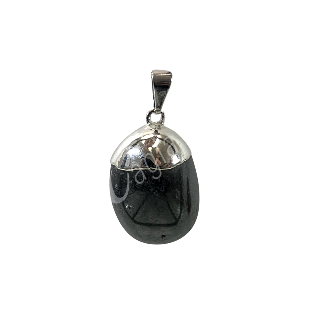 Pendant Tumbled Stone Cap Hematite 1.25-1.75″