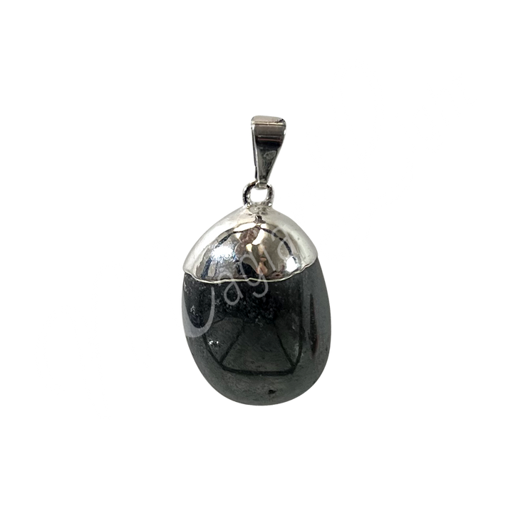 Pendant Tumbled Stone Cap Hematite 1.25-1.75″