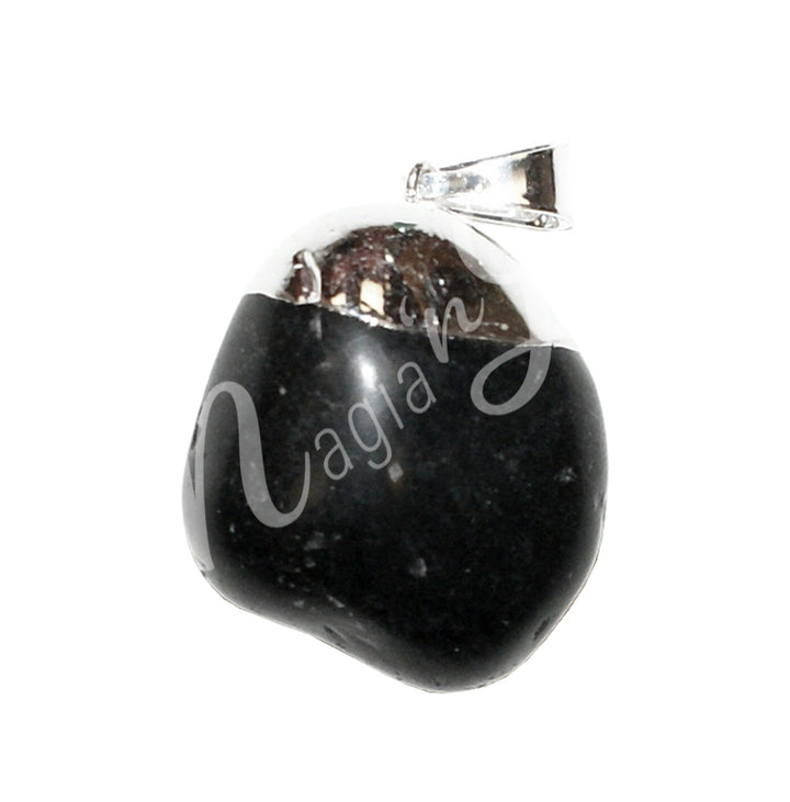 Colgante Casquillo Piedra Rodada Ónix Negro 1.25-1.75″