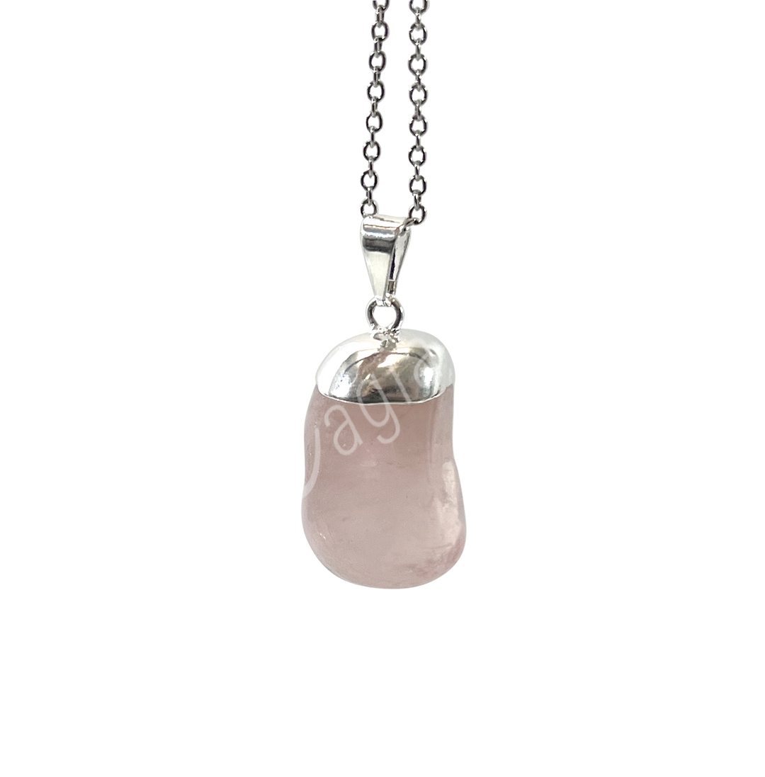 Colgante Casquillo Piedra Caída Cuarzo Rosa 1.25-1.75″