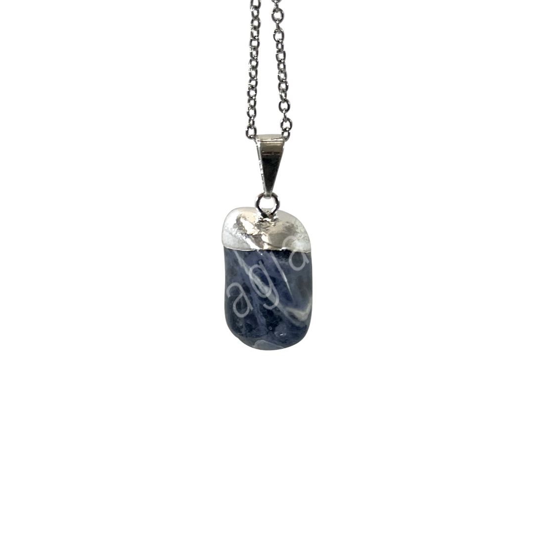 Pendant Tumbled Stone Cap Sodalite 1.25-1.75″