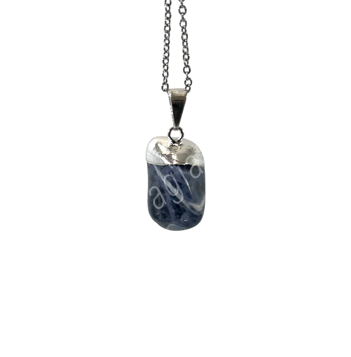 Pendant Tumbled Stone Cap Sodalite 1.25-1.75″
