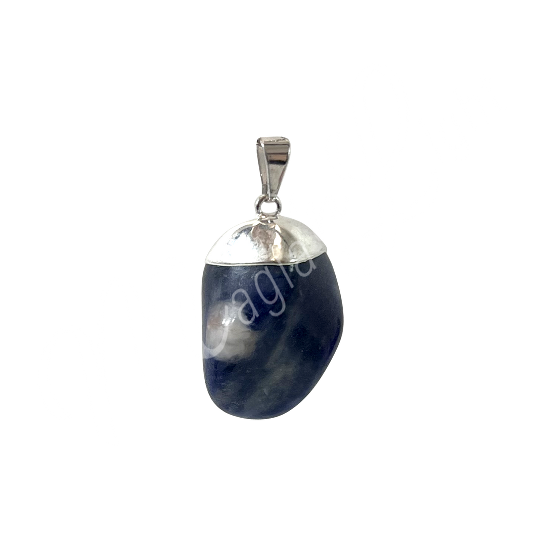 Pendant Tumbled Stone Cap Sodalite 1.25-1.75″