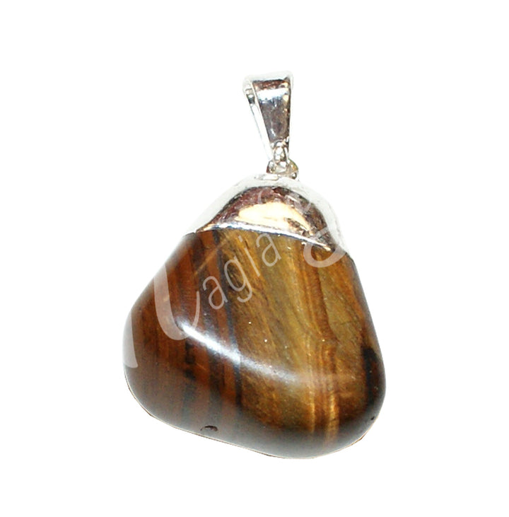Colgante Casquillo Piedra Rodada Ojo de Tigre 1.25-1.75″