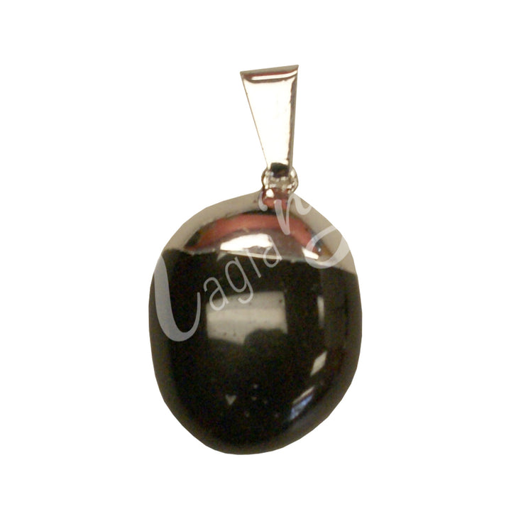 Pendant Tumbled Stone Cap Black Tourmaline 1.25-1.75″