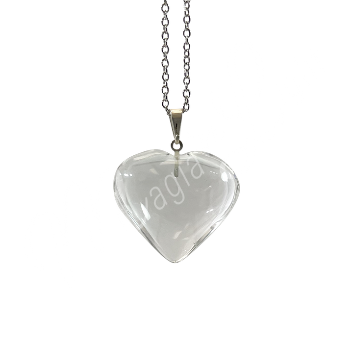 Pendant Heart Crystal Quartz 1″