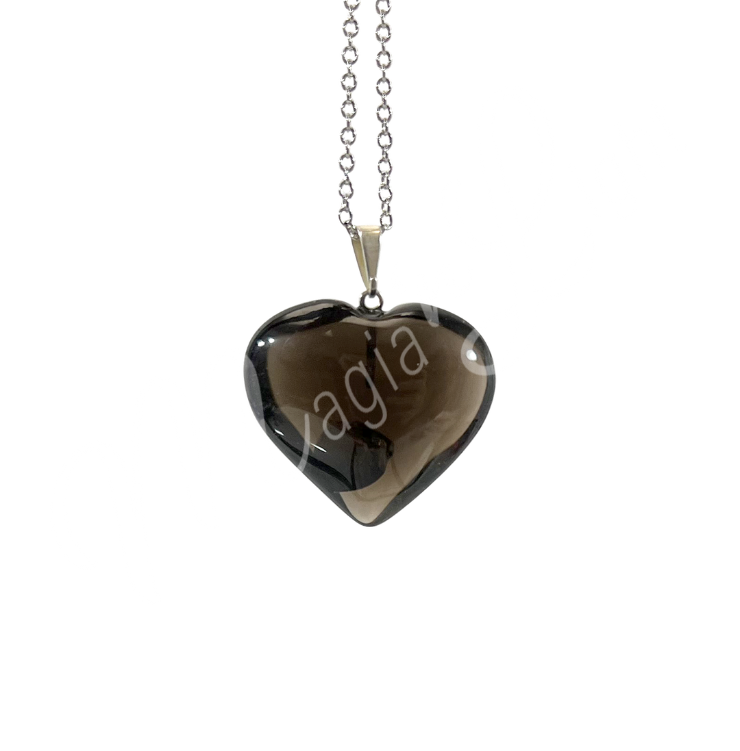 Pendant Heart Smoky Quartz 0.75″