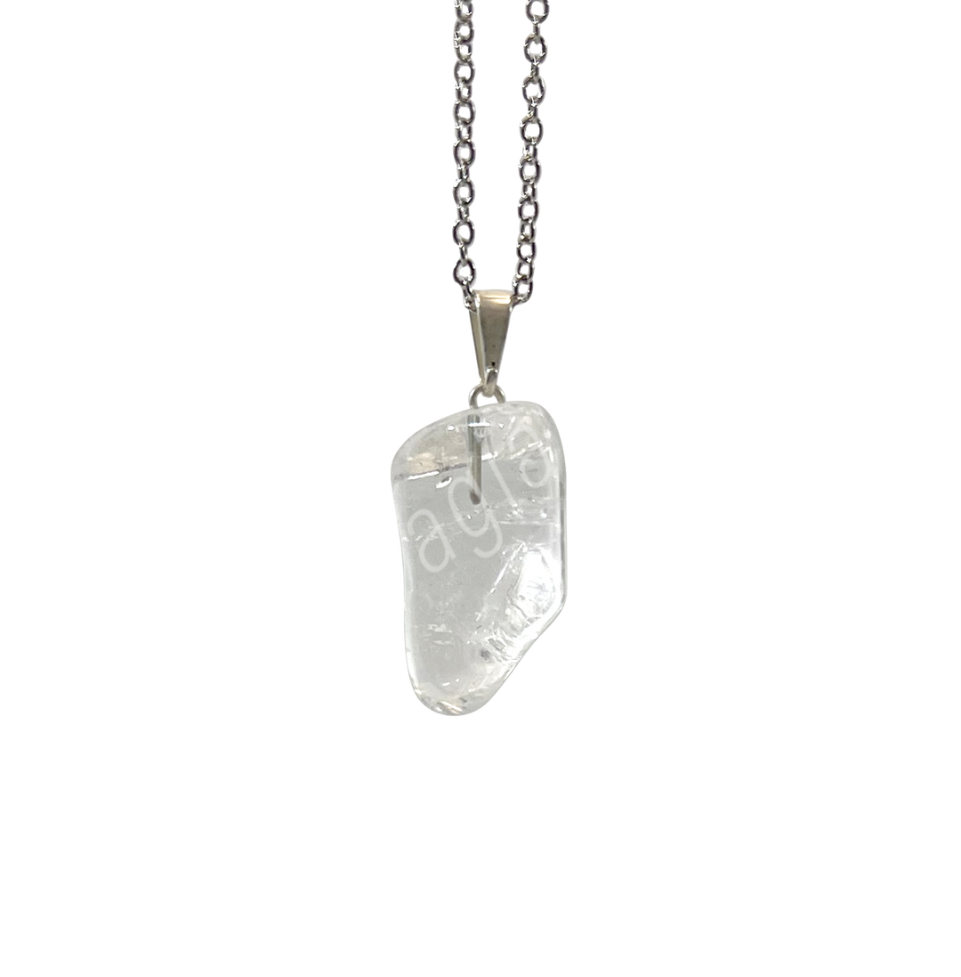 Pendant Tumbled Stone Crystal Quartz 1.25-1.75″