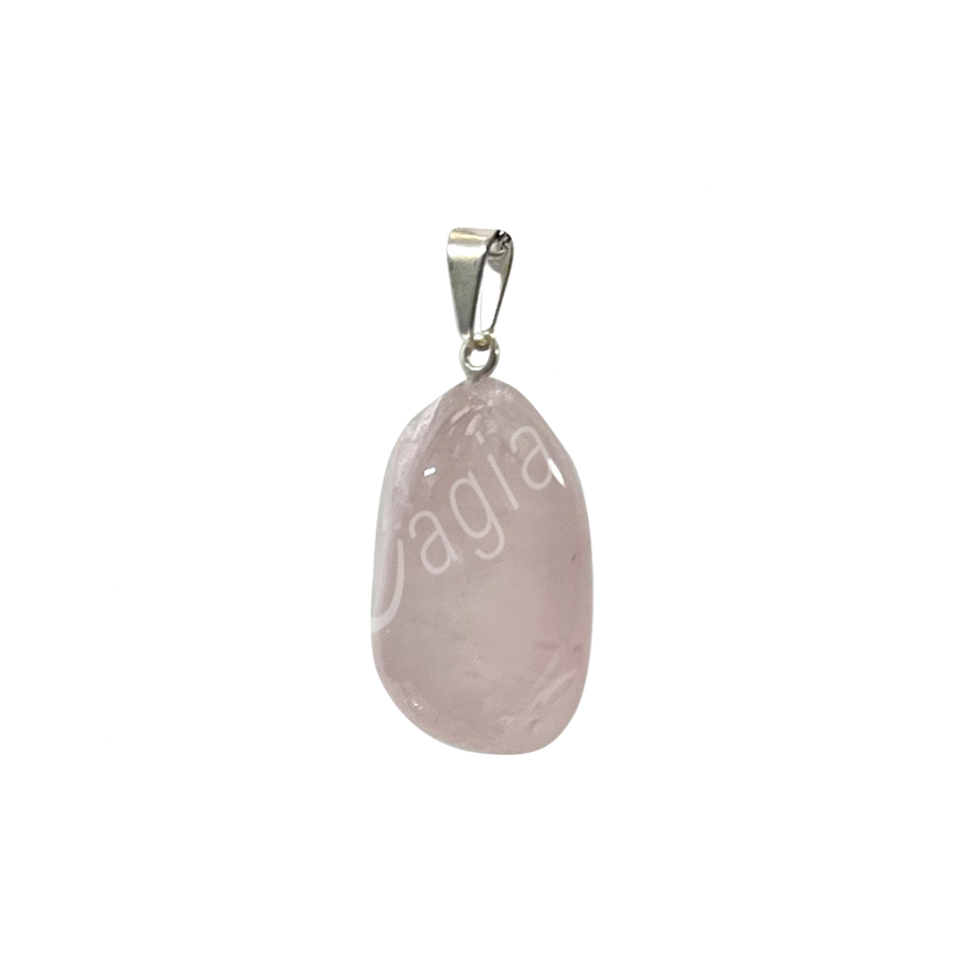 Colgante Piedra Rodada Cuarzo Rosa 1.25-1.75″