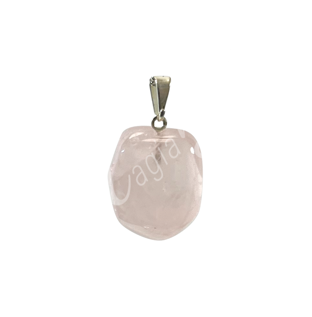 Colgante Piedra Rodada Cuarzo Rosa 1.25-1.75″