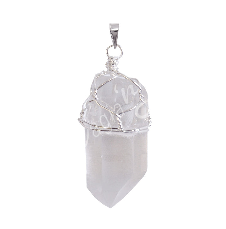 Colgante Envoltura de Alambre Cristal Cuarzo Punto 2″