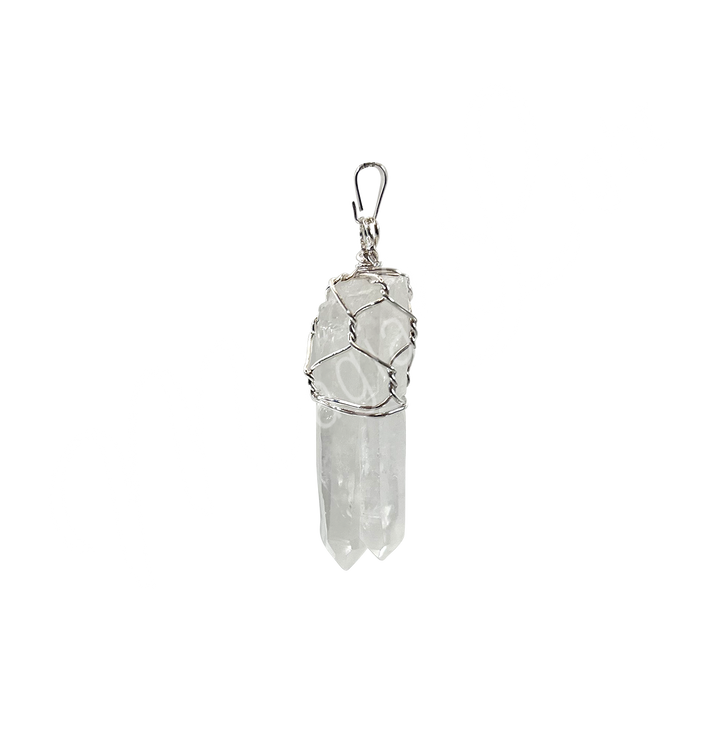 Colgante Envoltura de Alambre Cristal Cuarzo Punto 2″