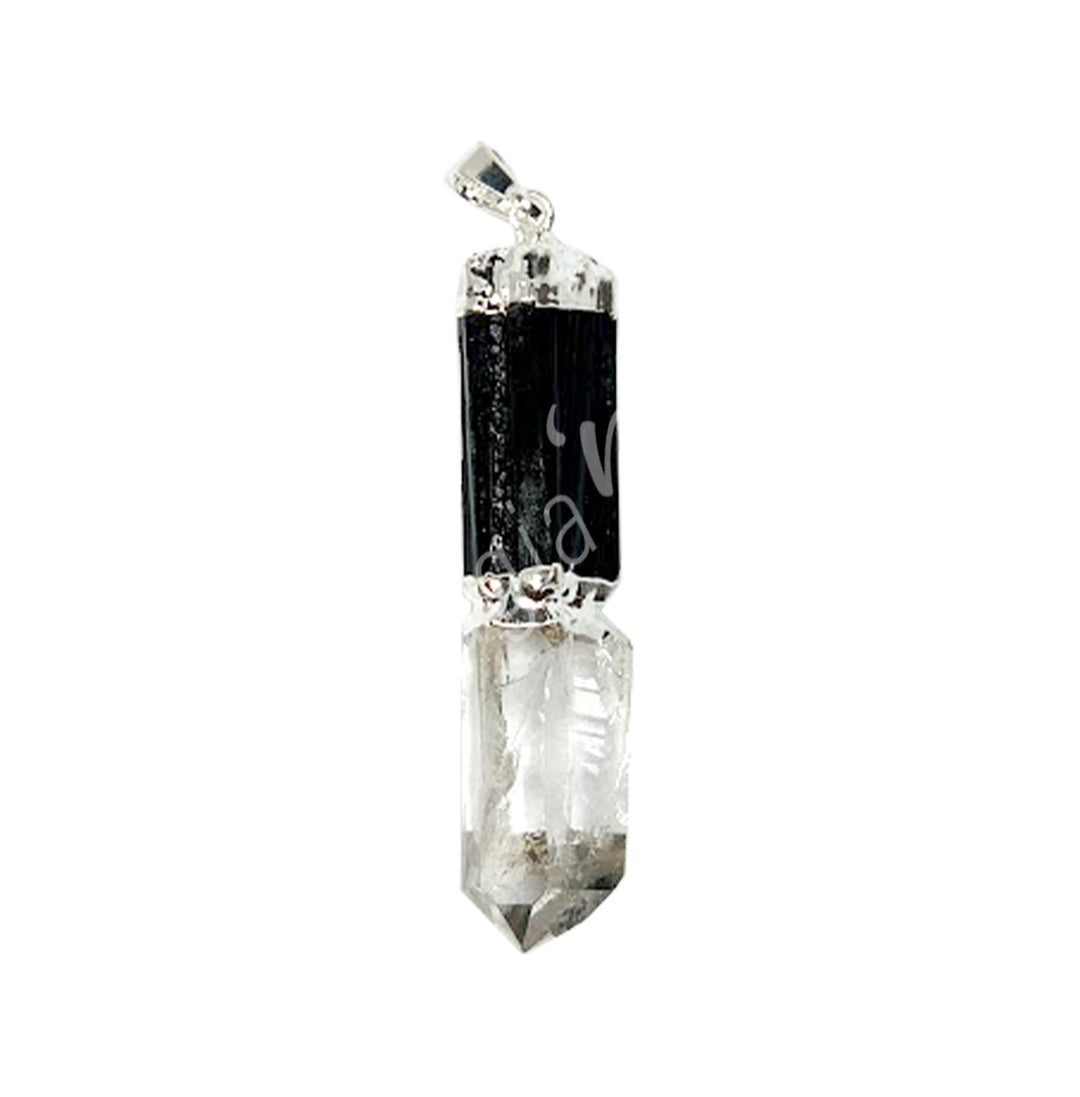 Pendant Black Tourmaline & Crystal Quartz Joint 1.5"