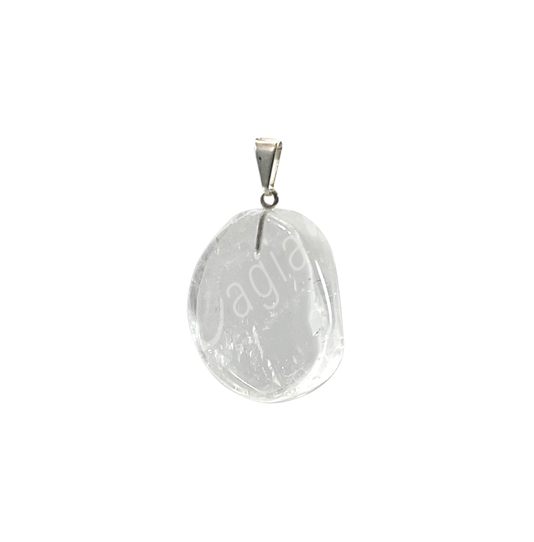 Pendant Slice Crystal Quartz 1″